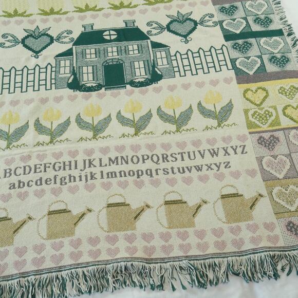 Vintage Cottagecore Throw Blanket Tapestry Granny Afghan Cute 90s Farmhouse - Picture 4 of 13